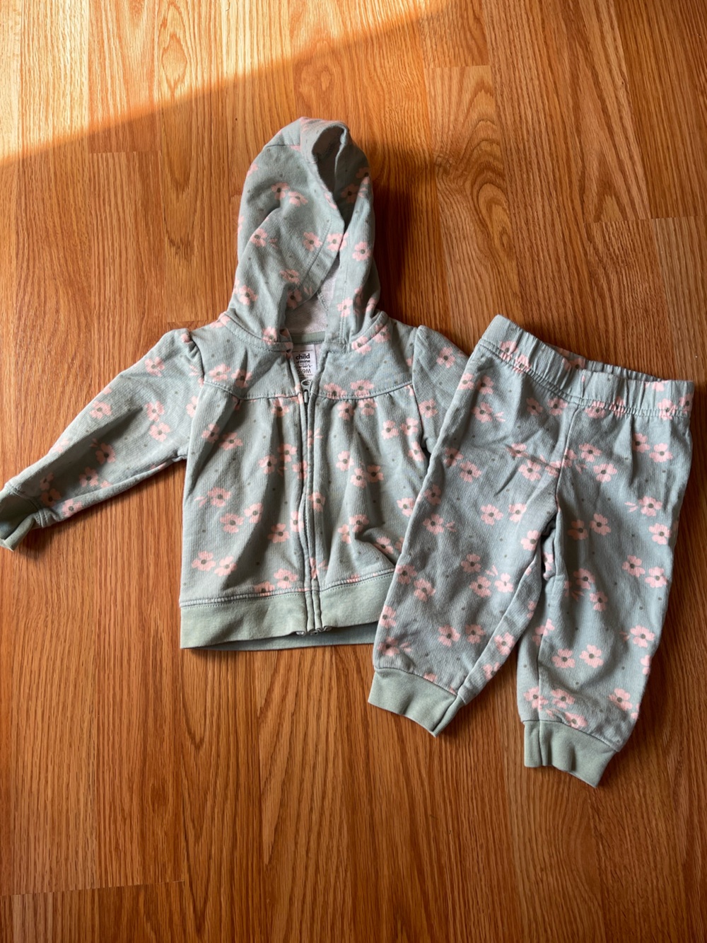 Carter's Green Floral Hoodie & Joggers Set